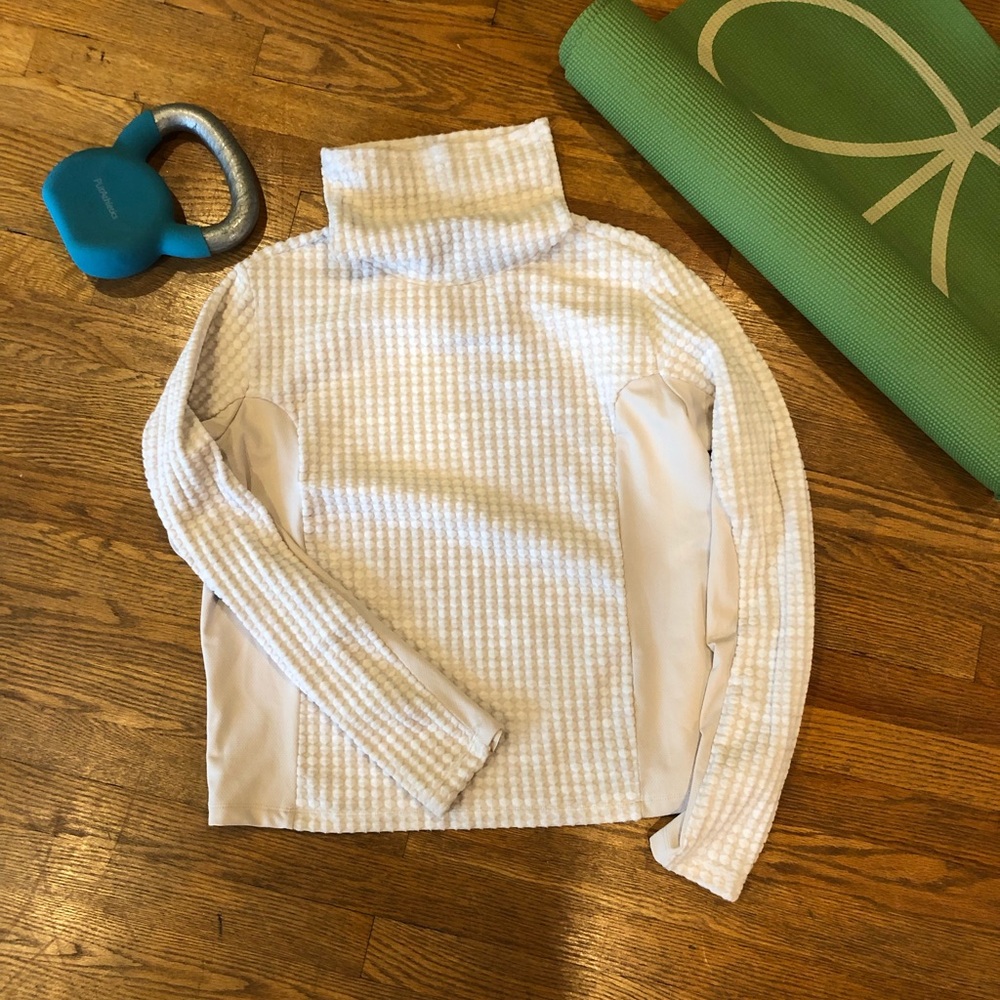 Nike White Textured Turtleneck Long Sleeve Top